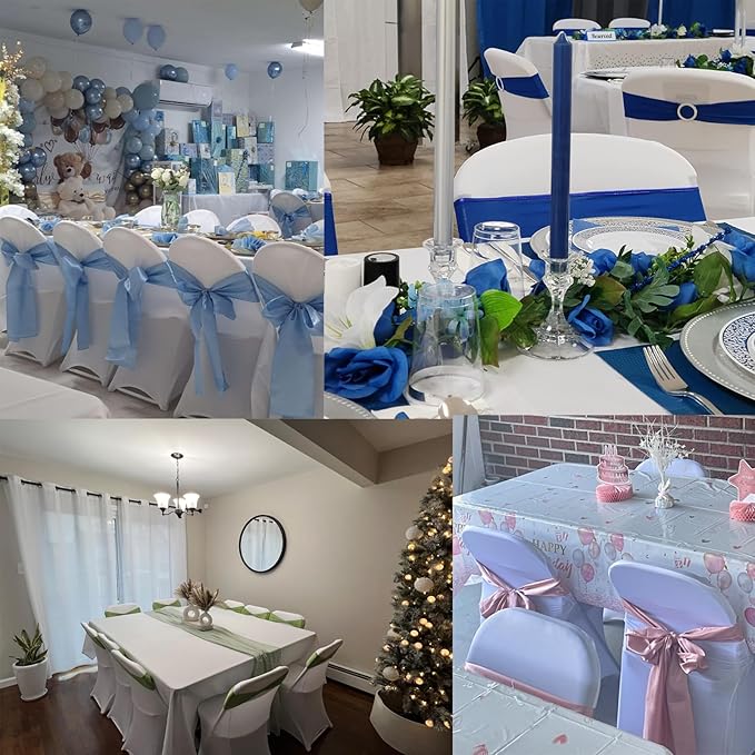 30Pcs Spandex White Chair Covers for Party, Stretch Folding Dinner Chair Cover for Wedding Party Banquet
