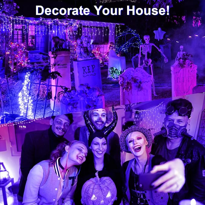 6 Pack Black Light Fairy Lights Battery Operated UV Black String Lights Waterproof Silver Wire 7 Ft 20 Led Firefly Starry Moon Lights for DIY Glow Party Body Paint Halloween Décor