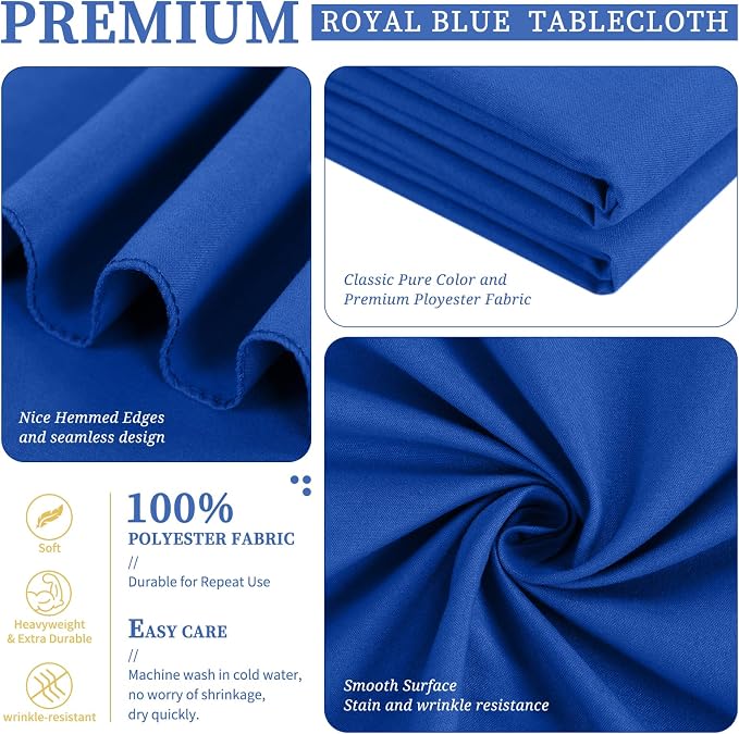 Showgeous 8 Pack Round Tablecloth 70 Inch Round Royal Blue Table Cloths Polyester Tablecloths for Round Tables Washable Decorative Fabric Table Covers for Wedding Dining Party Banquet Buffet