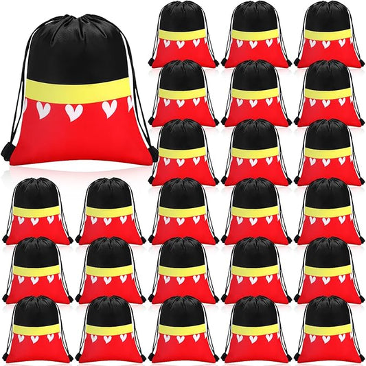 Abbylike 24 Pcs Cartoon Mouse Party Favor Bags Birthday Gift Candy Goodies Treat Drawstring Backpacks for Land Animal Party Room Decoration Prizes