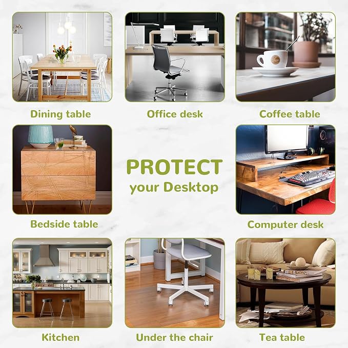 36 Inch Round Clear Table Cover Protector, Clear Round Protector for Dining Room Table, 1.5mm Thick Waterproof Round Plastic Vinyl Table Pad