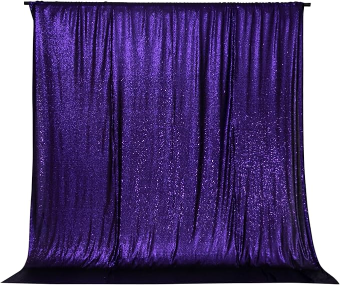 PartyDelight Purple Sequin Backdrop 6x6ft 4 Inch Rod Pocket | 3mm stitched purple sequins on mesh backing with 4 inch rod pocket for full body photos ceremony arches party walls and stage