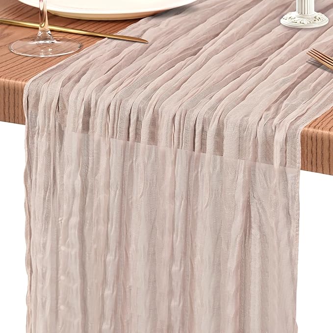18 Pack Cheesecloth Table Runner 10FT Rosy Brown Table Runner Boho Gauze Cheese Cloth Table Runners Long Rustic Sheer Table Decorations for Wedding Party Baby Bridal Shower Birthday Holiday Home