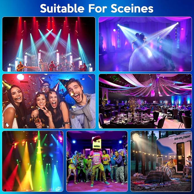 Stage Lights LED Par Lights，10X18W RGBW 4-in-1 LED DJ Par Can Light with Strobe/Wash Stage Effect by DMX512 & Sound Activated Uplighting for Events Wedding Parties Church Club DJ Live Show