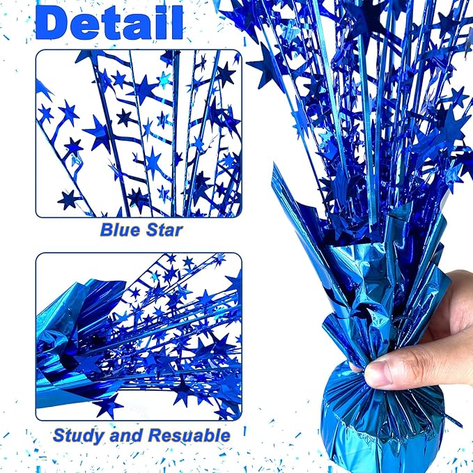 FUBININA 12 Pack Metallic Foil Spray Centerpiece Star Table Decoration Burst Table Centerpieces for Birthday New Years Nye Wedding Anniversary Graduation Holiday Party Supplies Decor, Navy Blue