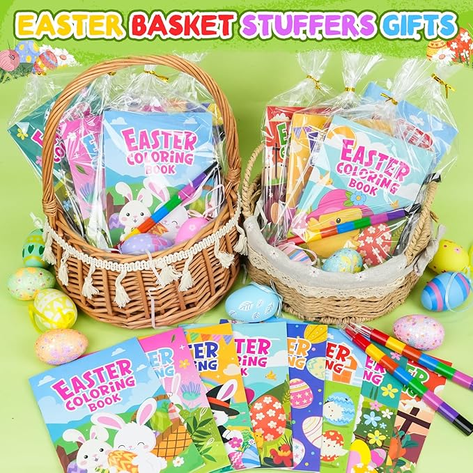 ZMLM 24 Pack Easter Coloring Books for Kids with Crayons,Party Favors for Kids 4-8, Goodie Bags Stuffers for Toddlers, Classroom Prizes Birthday Return Gifts (Easter)