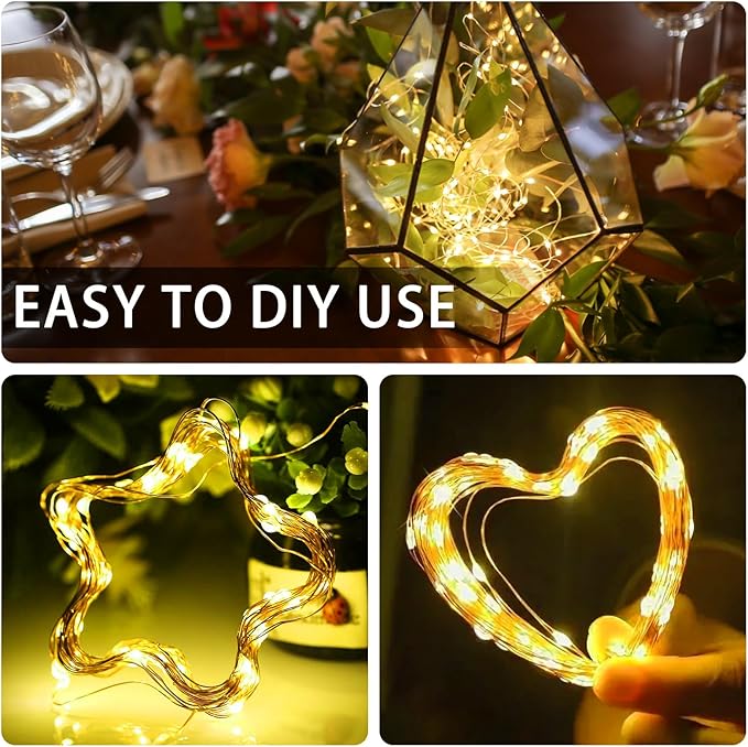 50 Pack Warm White Fairy Lights Battery Operated, 7ft 20 LED Mini String Twinkle Lights for Christmas Halloween Mason Jars Centerpiece Table Decorations (50, Warm White)