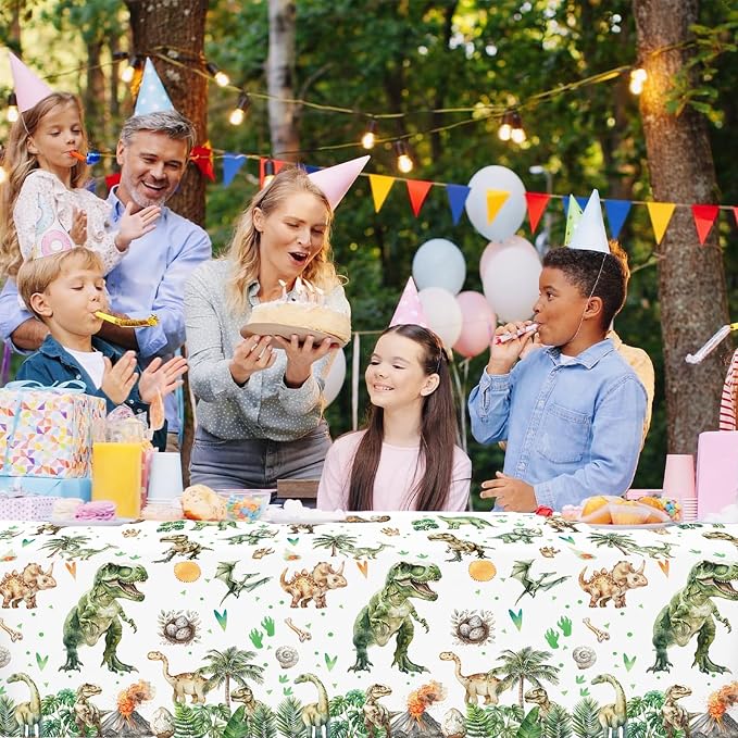 206 Pcs Dinosaur 2nd Birthday Party Supplies, Green Dino Two Rex Birthday Decorations, 20 Serves Include Paper Plates, Cups, Napkins, Tablecloth, Cake Topper, Swirls, Banner, Balloons for Boys
