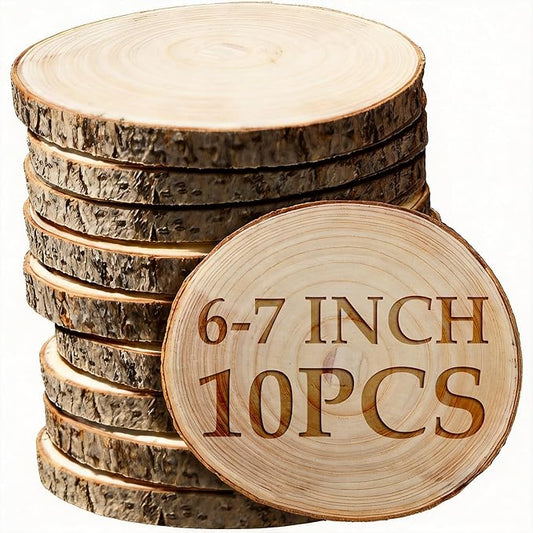 Wood Slices for Centerpieces,Large Wood Slices 10 Pcs 7-8 Inches Natural Paulownia Wood Rounds Natural Wood Slices,Wood Slabs for Weddings Centerpieces Decor and DIY Painting Crafts(7-8 inch 10 Pcs)