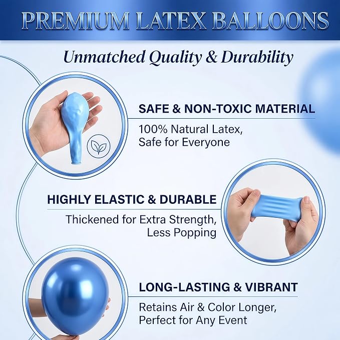 Hiins Balloon Column Kit Set of 2 With Balloons Included - with Base, and Pole,Balloon Tower Backdrop Decoration for Wedding, Baby Shower, Birthday Party, or Bachelorette Parties (Pearl Blue)