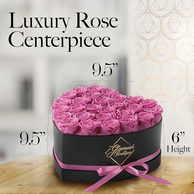 GLAMOUR BOUTIQUE 27 Flower Forever Heart Shape Box, Mothers Day Gift For Mom, Eternal Preserved Roses Gift for Her, Flowers bouquet, For Birthday, Anniversary, Girlfriend - Pink