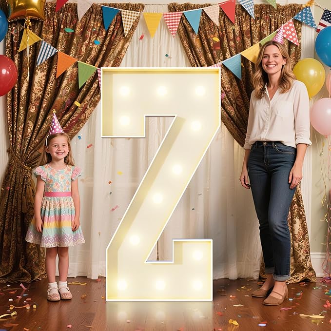 4FT Marquee Letters Z Sign,Large Light Up Numbers Party Decoration - Hook and Loop Fastener,No Tools Easy Setup, Corrugated Plastic for Birthdays Weddings Baby Anniversaries(Letters Z)