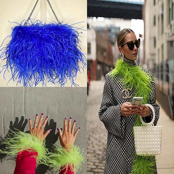 Soarer Green Ostrich Feather Boa - 2Yards 1Ply Long Boas for Party,Home Decor,DIY Craft Sewing(Lime Green)