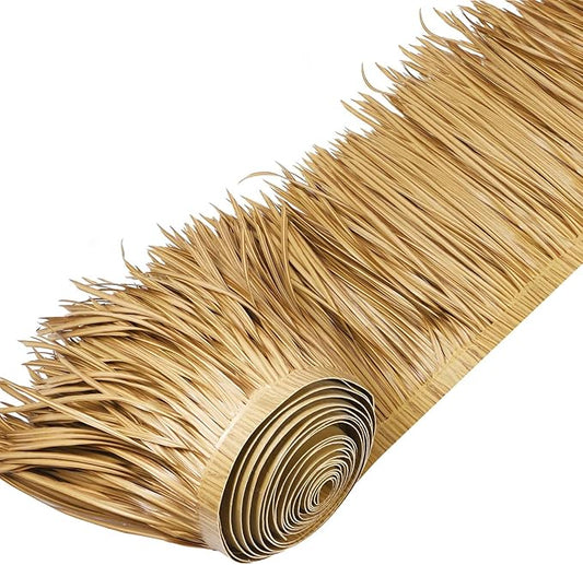 Mexican Tiki Hut Grass Skirting Roof Tiki Bar Grass Duck Blind for Thatch Roofing Bar Decorations Roll Palm Palapa Straw Thatch Roof for Fence Party(Yellow,394 x 15 Inch)