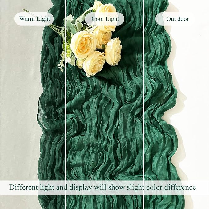 20Pack Emerald Green Cheesecloth Table Runner 10Ft Gauze Table Runner Emerald Green Cheese Cloth Table Runners Long Sheer Fabric Tablerunners for Wedding Party Bridal Shower Thanksgiving Christmas