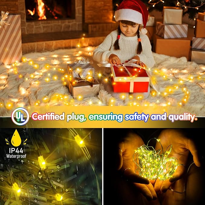 KNONEW 532FT Outdoor Christmas Fairy Lights Plug in,1600 LED String Lights Outdoor Waterproof 8 Modes Memory Times for Wedding Bedroom Walls Garden Trees Decoration(Warm White)