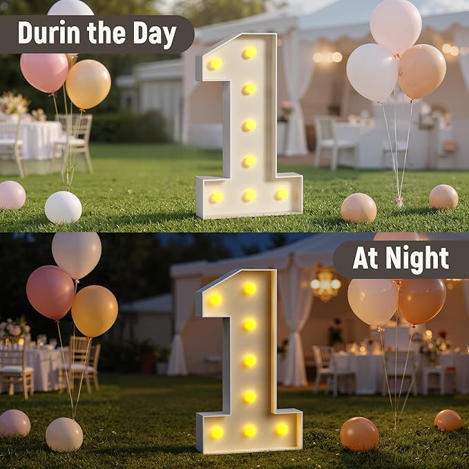 3FT Marquee Numbers, Light Up Numbers 1 for 1st 16th 21st Birthday Decorations, Big Numbers for Party Decorations, Large Light Up Numbers for Party Decor DIY Pre-Cut Foamboad Mosaic Numbers