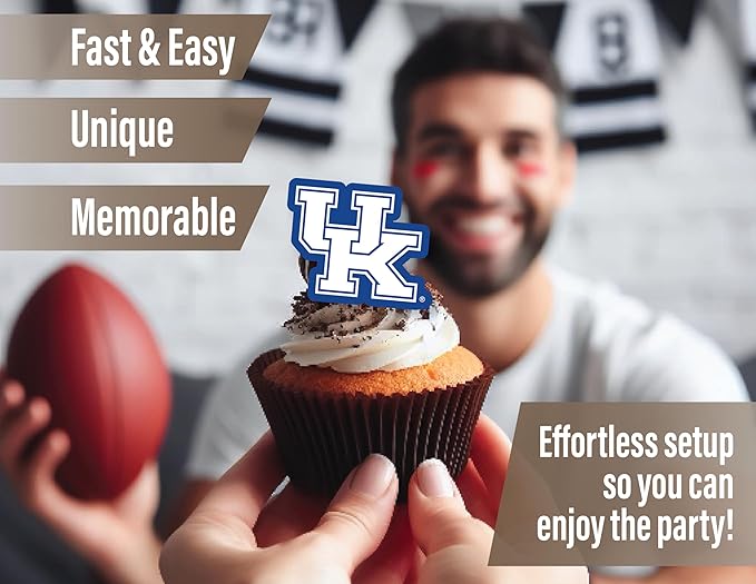 University of Kentucky Party Supplies for Football, Birthday Gift, Graduation Party Banner and Cake Toppers (42 Pieces) (Kentucky Wildcats)
