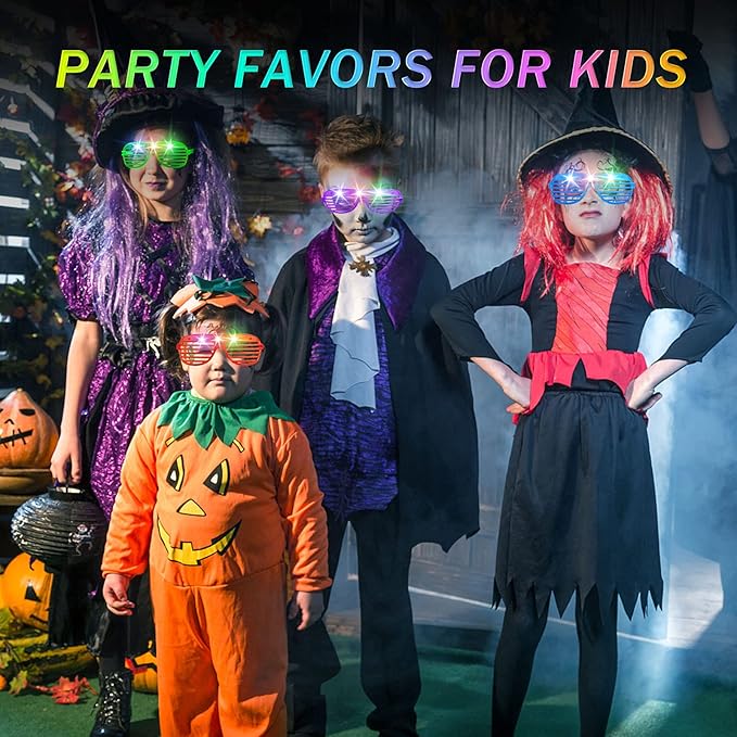 SHQDD 24 Pack LED Glasses, Glow in the Dark Party Supplies, 5 Neon Colors with 3 Flashing Modes, Glow in the Dark Sunglasses Toys Bulk, Neon Party Favors for Kids/Adult Birthday Halloween Holiday