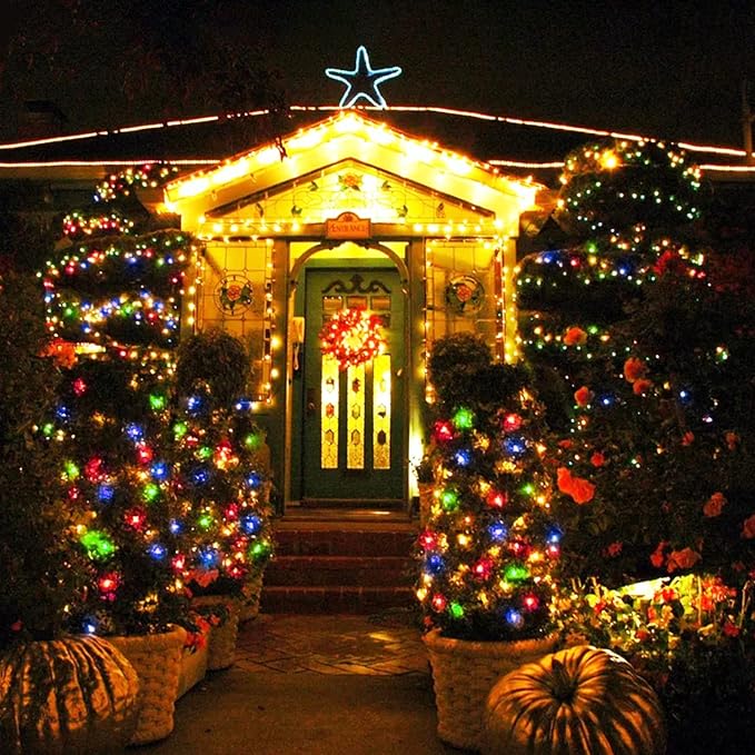 JMEXSUSS 250 LED Warm White to Multicolor String Lights Indoor, 8 Modes Warm to Multicolor Christmas Tree Lights Outdoor Waterproof for Garden Patio Party Halloween Christmas Decor