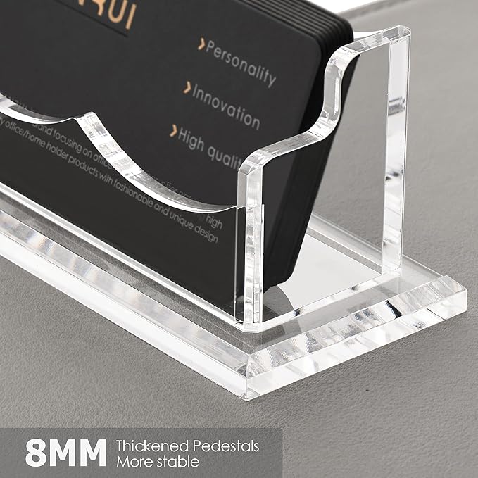 SANRUI Acrylic Business Card Holder for Desk,Clear Horizontal Name Card Stand for Women and Men, Desktop Organizer Display for Office Home Exhibition - 2 Pack 120 Card Capacity