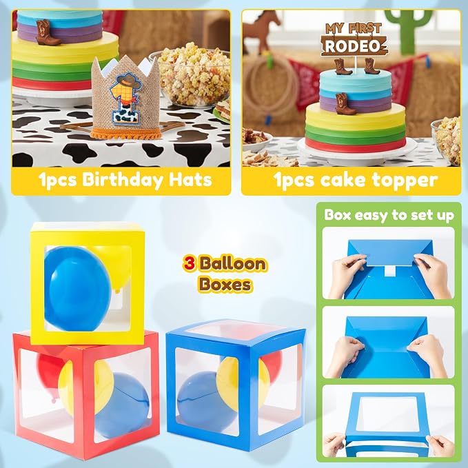 Boy Story Birthday Decorations for Baby - Its A Boy Story Baby Shower Decorations Includes Birthday Hat Cake Topper Backdrop Tablecloth Photo Banner Arch Balloon Boxes Poster