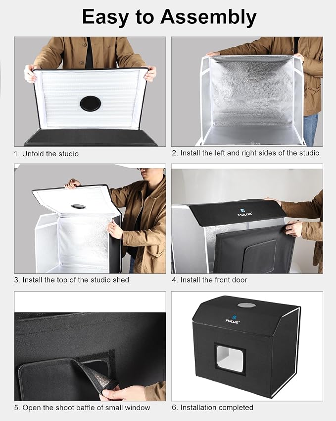Light Box Photography, PULUZ 24x16 inch Portable Photo Box with 672 LED Beads, CRI >95, Professional Large Photo Booth Shooting Tent Kit with 4 Color PVC Backdrops for Product Photography