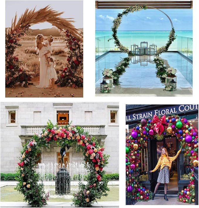 LANGXUN 9.5ft Large Size Metal Circle Balloon Arch Stand Decoration, Arch Frame for Birthday Wedding Graduation Decorations and Event Party Supplies, Baby Shower Photo Background