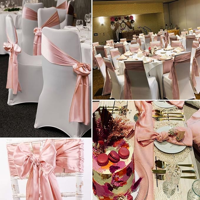 Pesonlook 15 Pack Rose Gold Satin Table Runners for Wedding 12 x 108 Inch Long Table Runners for Rectangle Round Tables,Smooth Table Runner Birthday Party Banquets Decoration