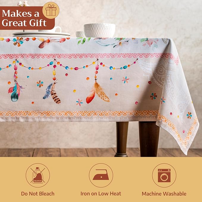 Maison d' Hermine Table Cloth Rectangle Table 100% Cotton 60 x 108 Inches Tablecloth Reusable Decorative for Dining Kitchen Room Farmhouse Party Home Hotel Restaurant Spring Summer - Ibiza - Beige