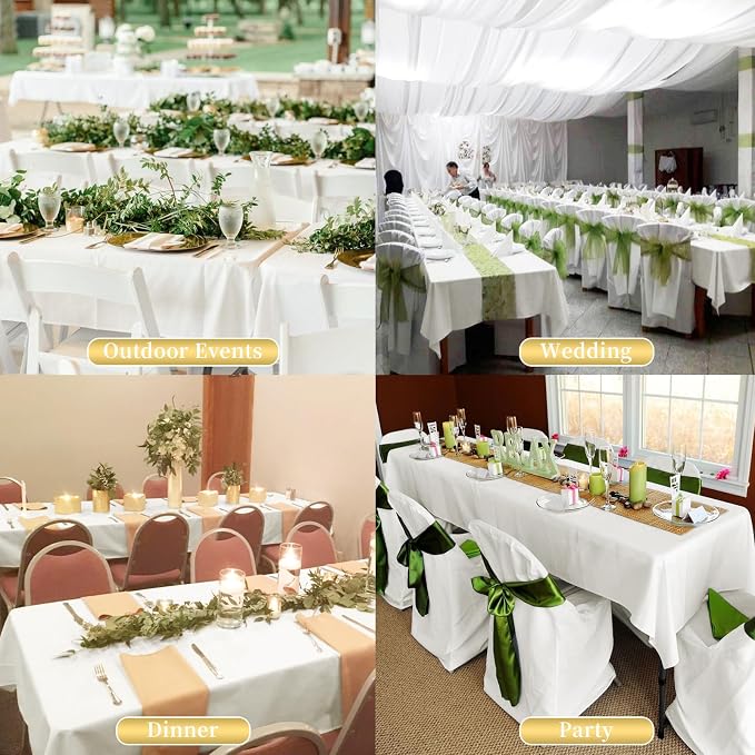 Showgeous 4 Pack Ivory Tablecloth 60 x 102 Inch, Rectangle Table Cloth for 6 Foot Table, Wrinkle Resistant Washable Polyester Table Cover for Wedding Dining Table Buffet Parties and Camping