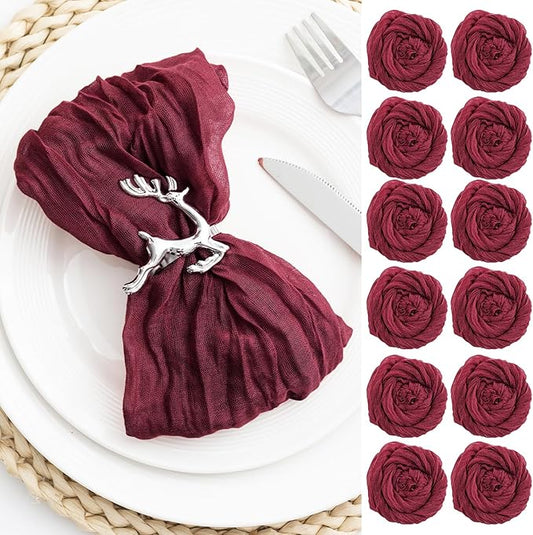 60 Pack Burgundy Cheesecloth Napkins Washable 21x21 Inches Burgundy Cloth Napkins Set of 60 Dinner Table Napkins for Wedding Bridal Baby Shower Rustic Boho Cotton Gauze Summer Party Table Decor