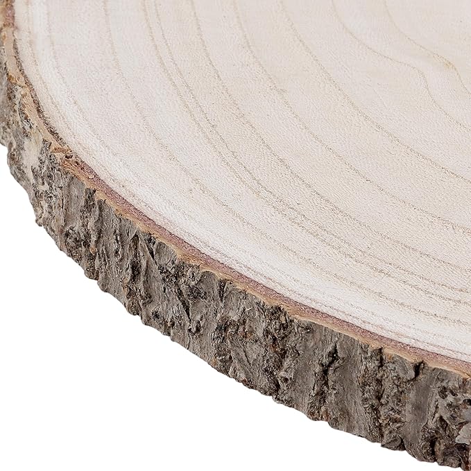 8 PCS 10-12 Inch Natural Unfinished Wood Slices, Rustic Wood Rounds for Table Centerpieces, DIY Craft Projects and Wedding Decorations
