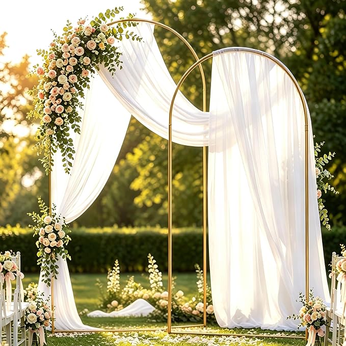 Arch Backdrop Stand and Cover Set (7.2ft,6ft) Birthday Party Wedding Ceremony Bridal Baby Shower Event Decor Gender Reveal (White, 7.2Ft+6Ft)