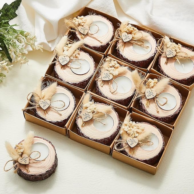 50 Pcs Wedding Favor Candle Holders Bridal Shower Favors Candles Rustic Wedding Favors Wedding Souvenirs for Guest Gifts Wedding Party Favors Wedding Decorations
