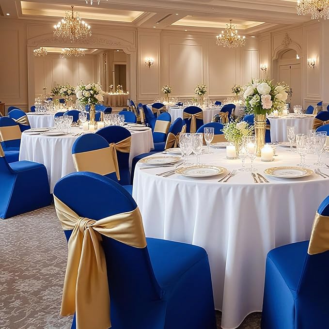 VEVOR Chair Covers, Polyester Spandex Chair Cover, Stretch Slipcovers for Wedding Party Dining Banquet Flat-Front Chair Covers (Royal Blue-c, 50PCS)