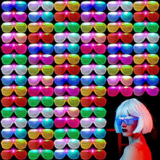 Honoson 80 Pcs LED Glasses Light Up Glasses Glow in the Dark Party Supplies Glow Sticks Sunglasses Neon Favors for Adult Wedding Birthday Rave Carnival (10 Color)