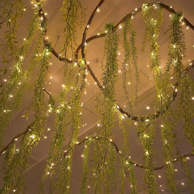 Jungle Theme Party Decorations, 20 PCS Tropical Rainforest Hanging Willow Vines Greenery 2 PCS Bendable Artificial Tree Branches for Garden Landscape and Hawaiian Rainforest Supply