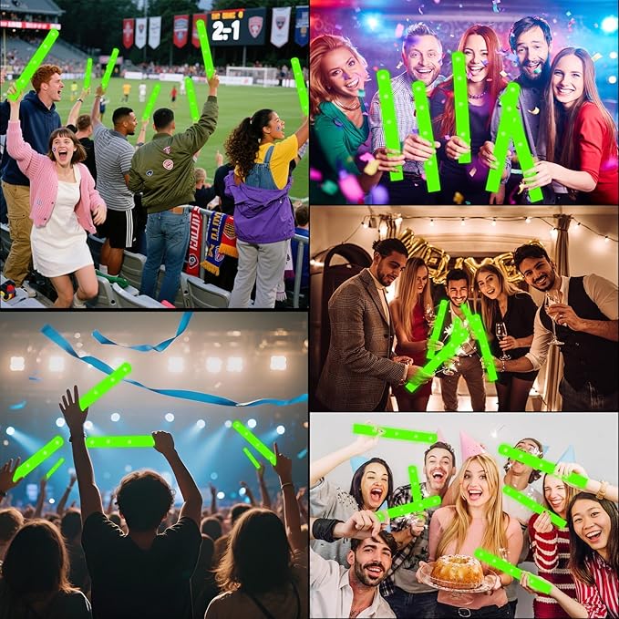 Foam Glow Sticks Bulk, 40 Pack Green Light Up Foam Sticks 3 Modes Flashing, Glow Party Supplies for St. Patrick's Day,Mardi Gras, Raves, Carnival, Concert, Birthday, Christmas