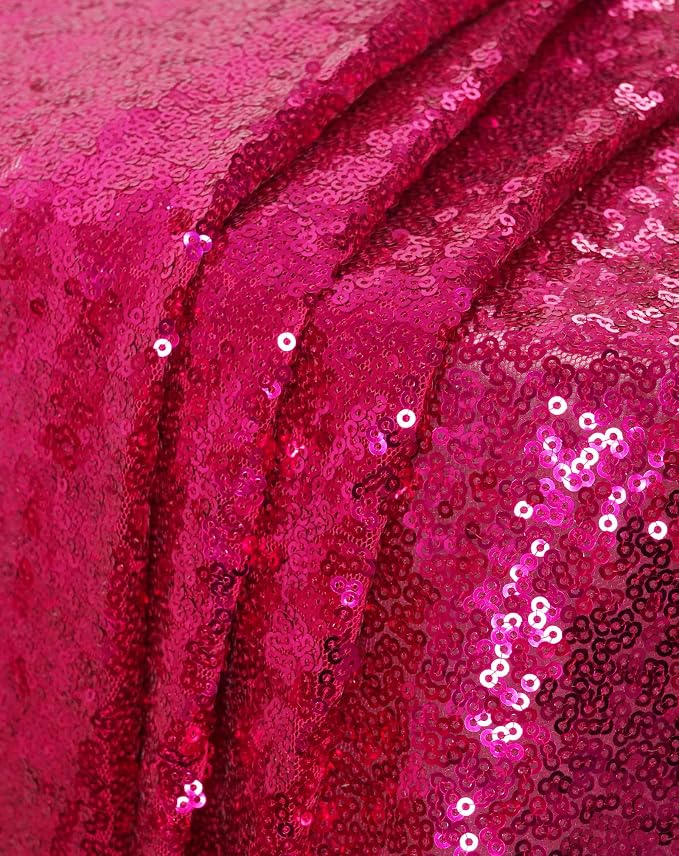 Eternal Beauty Hot Pink Tablecloth, 50x50 Inch Sequin Square Table Cover for Mother's Day Cake Dessert Exhibition Party Birthday Events