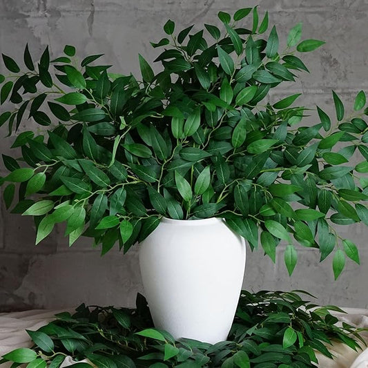 130pcs Italian Ruscus Greenery 68cm Artificial Greenery Stems Leaf Greenery Garland for Wedding Arch Flowers Centerpieces Balloon Arch Home Decor