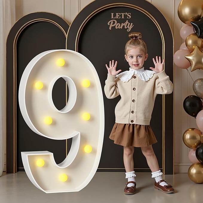 3FT Marquee Numbers, Light Up Numbers 9 for 9th 19th Birthday Decorations, Big Numbers for Party Decorations, Large Light Up Numbers for Party Decor DIY Pre-Cut Foamboad Mosaic Numbers