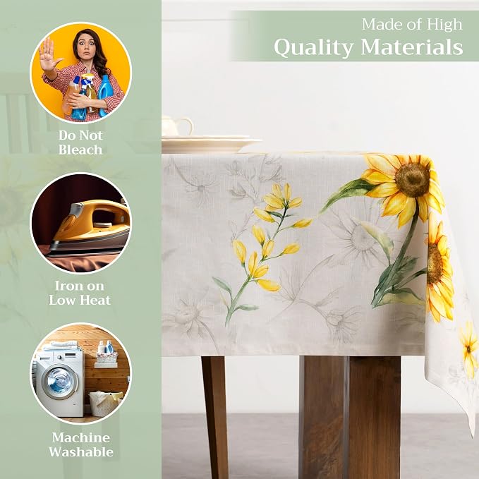 Maison d' Hermine Table Cloth Rectangle Table 100% Cotton 54 x 72 Inches Tablecloth Reusable Decorative for Dining Kitchen Room Farmhouse Party Home Hotel Restaurant Spring Summer - Candice