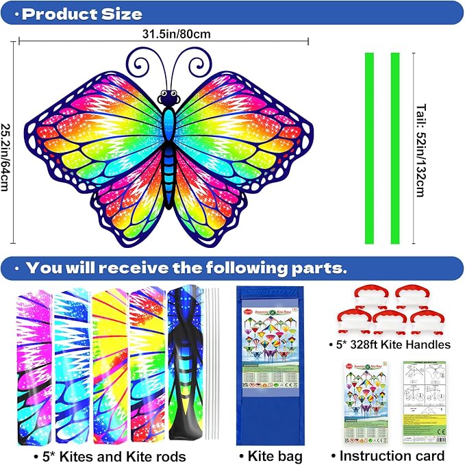 YongnKids Kite for Kids Easy to Fly - Kites for Kids Girls Boys Adults Easy to Fly, Perfect for Easter Birthday Gift Idea Beach Trip Park Family Activities Outdoor Games