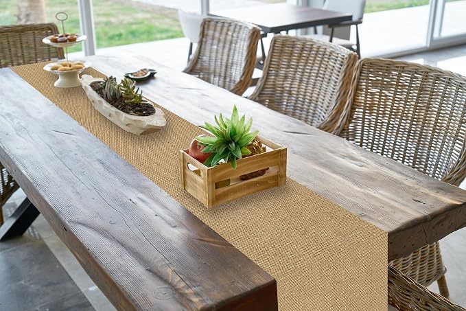 12 Pack Natural Burlap Table Runners,12 x 72 Inch Rustic Jute Table Runner and Placemats Bulk for Western Wedding Table Decorations,Farmhouse Style Party,Holiday,Kitchen Coffee Table Decor Cover