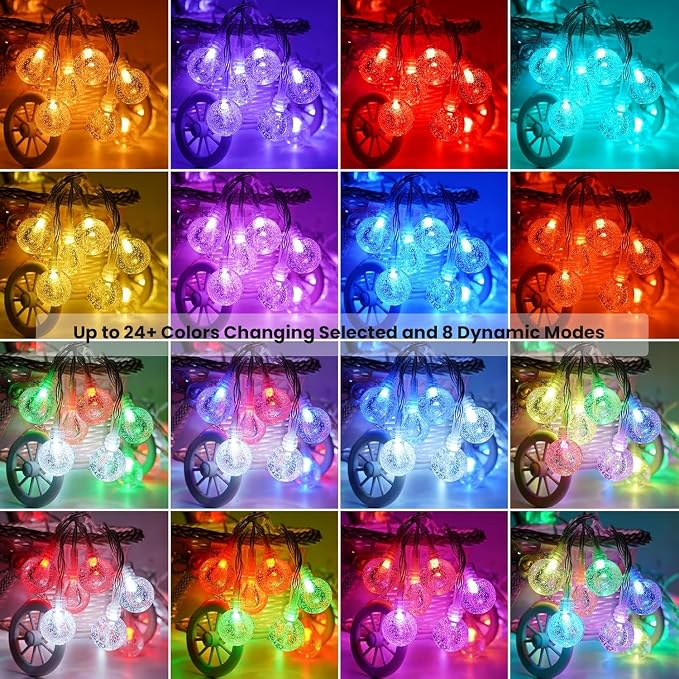 Color Changing String Lights Plug in, 33ft 60LED Connectable Crystal Globe String Light Remote, Decorative Outdoor Twinkle Lights for Girl Gift Bedroom Patio Garden Tent Camp Party Christmas Décor