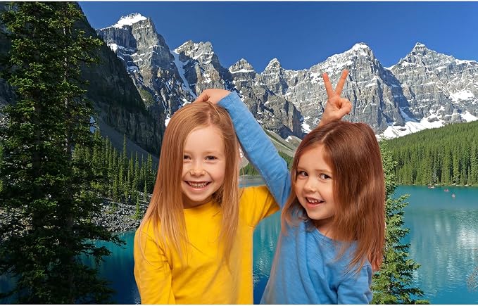 Mountain Lake Backdrop Banff National Park Moraine Lake Background Canadian Rockies Snow Mountains Pine Trees Forest Photography Background Mountains Mirroring in Water Backgrounds Photo Props 6x4ft