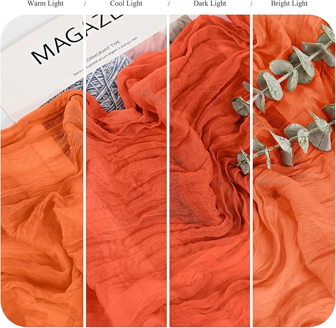 24 Pack Orange Cheesecloth Table Runner 10FT Boho Gauze Cheese Cloth Table Runner Rustic Sheer Fabric Table Runners for Wedding Bridal Shower Baby Shower Party(21.5×120 Inch)