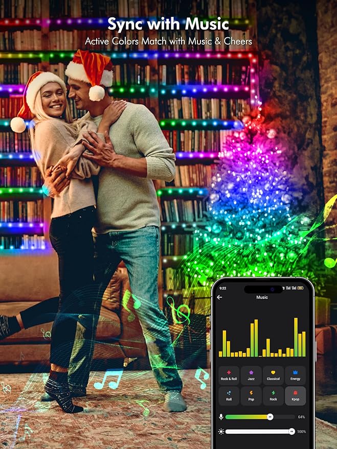 BrizLabs Smart July 4th Lights, 33ft 100 LED Red White Blue Fairy Lights Work with Alexa/Google Home, WiFi Xmas Light Dimmable RGB Color Changing Twinkle Starry Light for Xmas Home Party Halloween