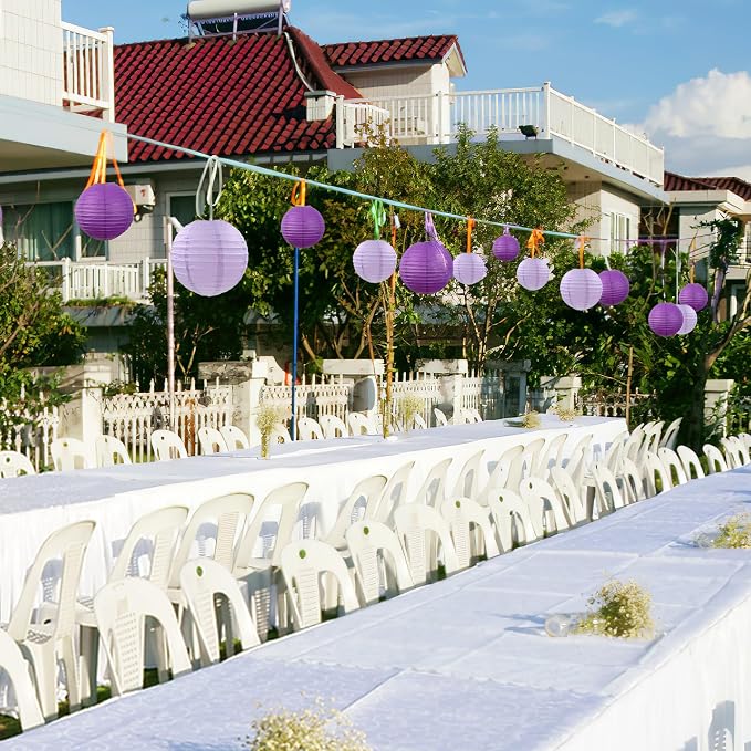 Purple Paper Lanterns Decorative, 20Pcs Lavender Round Hanging Paper Lanterns Decorations for Bridal Shower Birthday Engagement Wedding Home Party Decoration